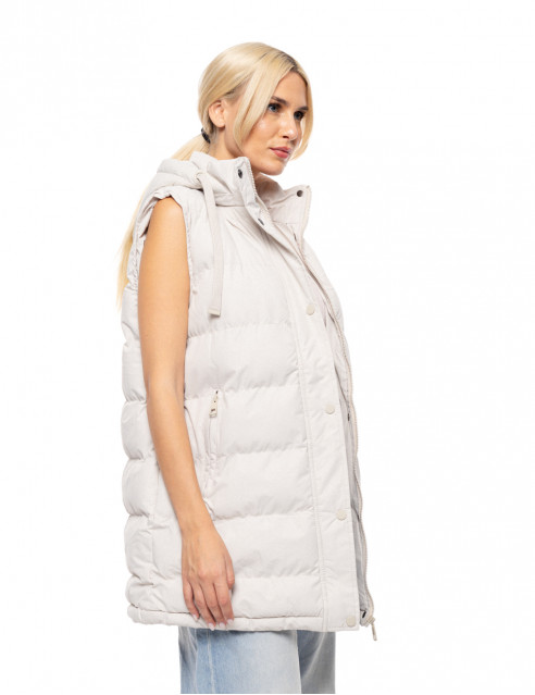 Biston fashion γυναικείο demi αμάνικο μπουφάν με αποσπώμενη κουκούλα