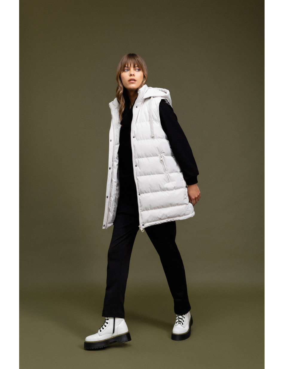 Biston fashion γυναικείο demi αμάνικο μπουφάν με αποσπώμενη κουκούλα