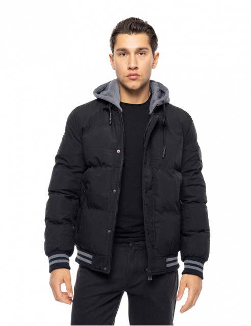 Biston fashion ανδρικό bomber μπουφάν με αποσπώμενη κουκούλα