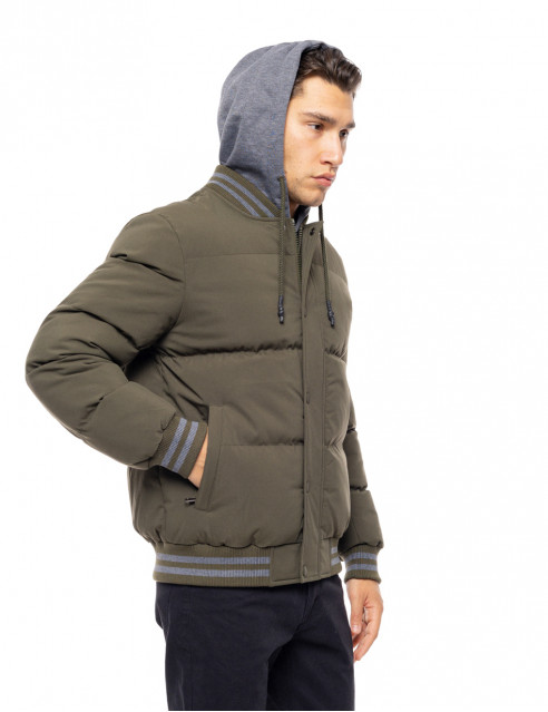 Biston fashion ανδρικό bomber μπουφάν με αποσπώμενη κουκούλα