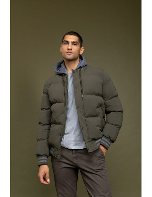 Biston fashion ανδρικό bomber μπουφάν με αποσπώμενη κουκούλα