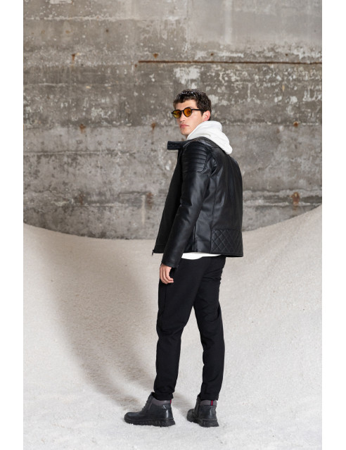 Splendid fashion ανδρικό κοντό πανωφόρι δερματίνης