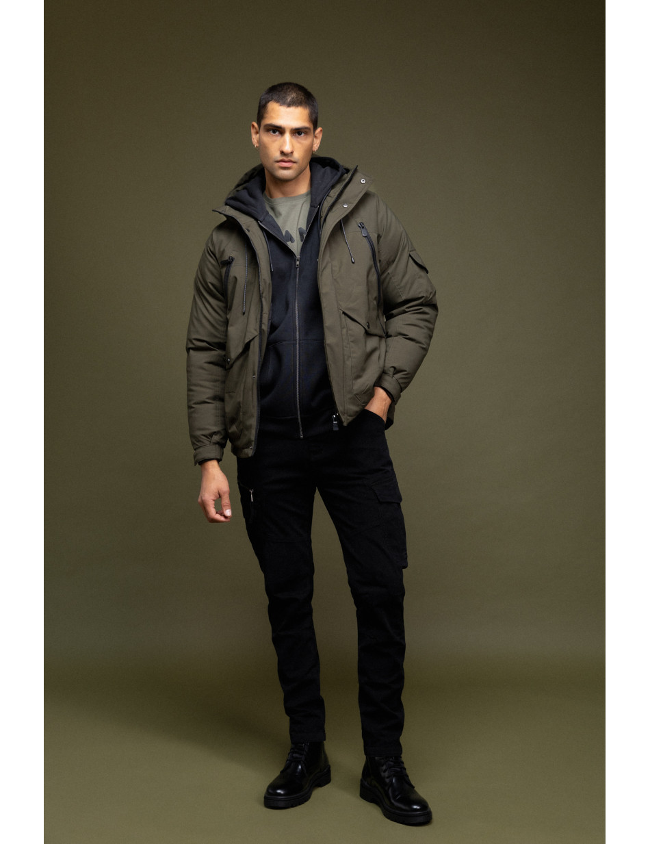 Βiston fashion ανδρικό κοντό μπουφάν με ενσωματωμένη κουκούλα