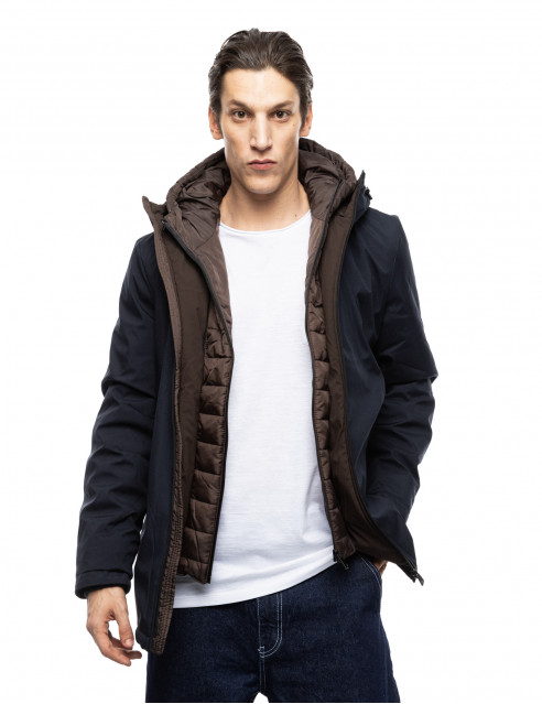 Splendid fashion ανδρικό κοντό μπουφάν με δυο κουκούλες, μια ενσωματωμένη και μια αποσπώμενη
