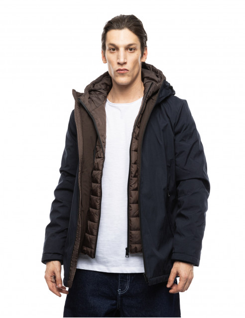 Splendid fashion ανδρικό κοντό μπουφάν με δυο κουκούλες, μια ενσωματωμένη και μια αποσπώμενη
