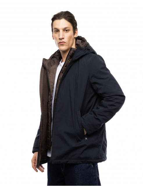 Splendid fashion ανδρικό κοντό μπουφάν με δυο κουκούλες, μια ενσωματωμένη και μια αποσπώμενη