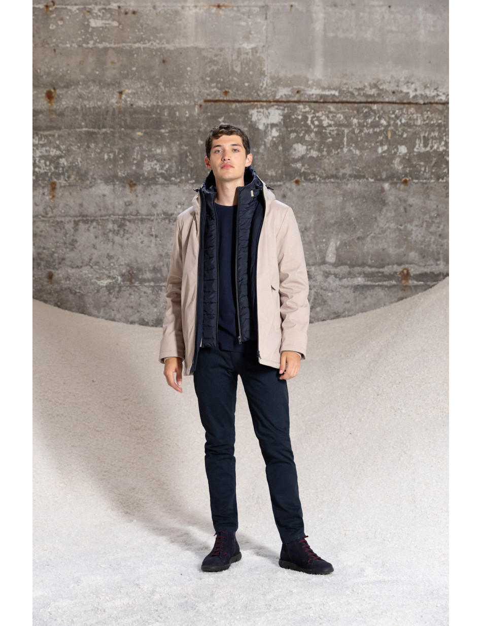 Splendid fashion ανδρικό κοντό μπουφάν με δυο κουκούλες, μια ενσωματωμένη και μια αποσπώμενη