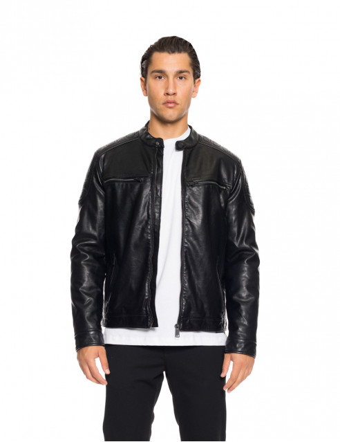 Biston fashion ανδρικό κοντό πανωφόρι από δερματίνη