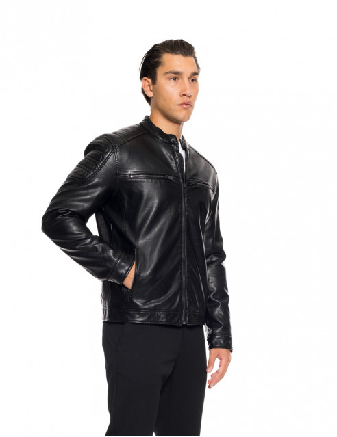 Biston fashion ανδρικό κοντό πανωφόρι από δερματίνη