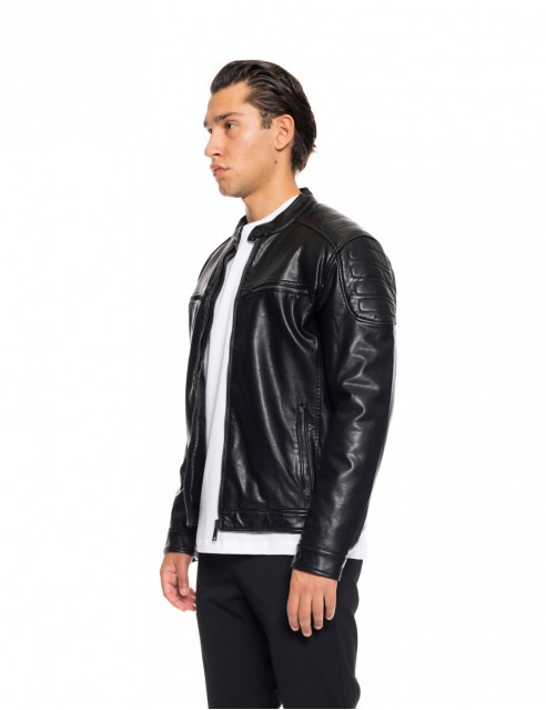 Biston fashion ανδρικό κοντό πανωφόρι από δερματίνη