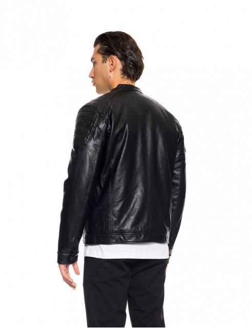 Biston fashion ανδρικό κοντό πανωφόρι από δερματίνη