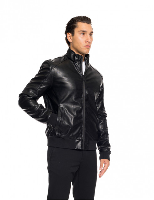 Biston fashion ανδρικό κοντό πανωφόρι από δερματίνη