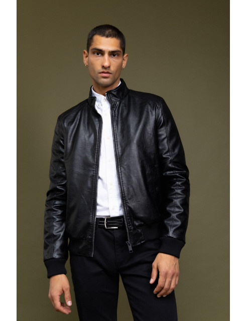 Biston fashion ανδρικό κοντό πανωφόρι από δερματίνη