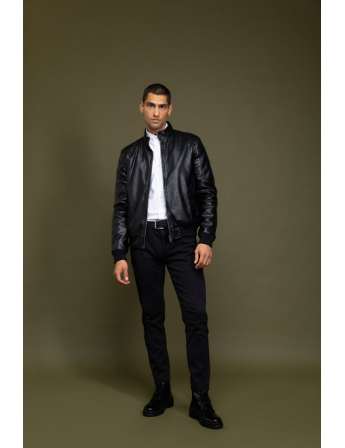 Biston fashion ανδρικό κοντό πανωφόρι από δερματίνη