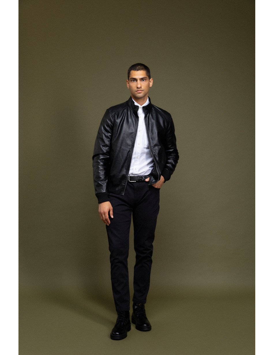 Biston fashion ανδρικό κοντό πανωφόρι από δερματίνη