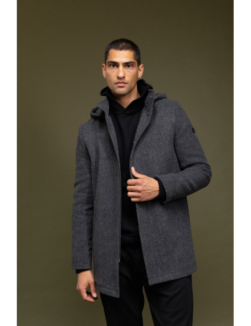 Biston fashion ανδρικό demi πανωφόρι με αποσπώμενη κουκούλα