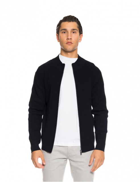 Smart fashion ανδρική πλεκτή μπλούζα με όρθιο γιακά και φερμουάρ