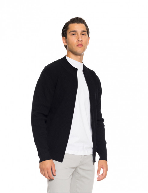 Smart fashion ανδρική πλεκτή μπλούζα με όρθιο γιακά και φερμουάρ