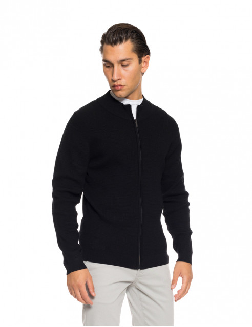 Smart fashion ανδρική πλεκτή μπλούζα με όρθιο γιακά και φερμουάρ