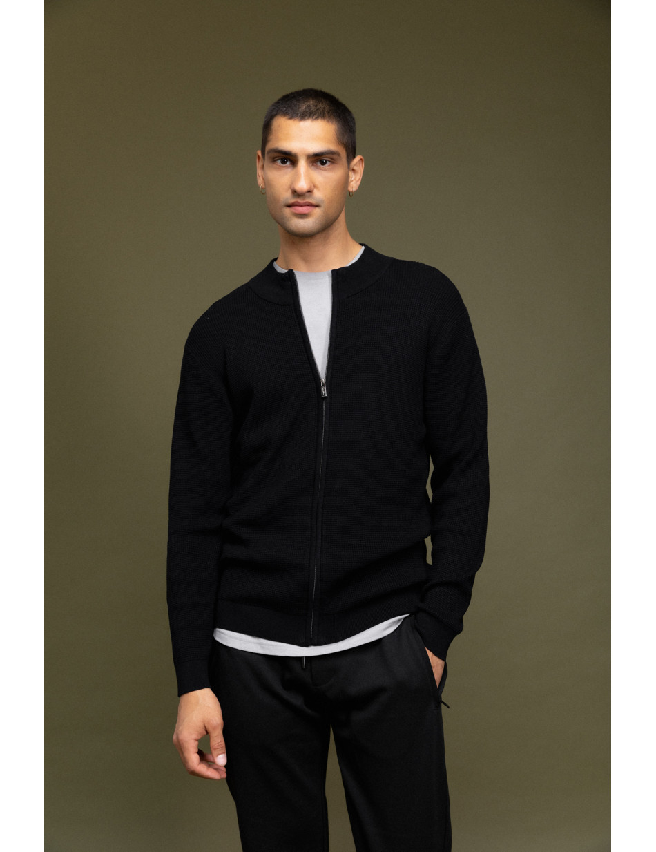 Smart fashion ανδρική πλεκτή μπλούζα με όρθιο γιακά και φερμουάρ