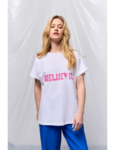 B' Γυναικείο μπλουζάκι με τύπωμα ''BELIEVE''