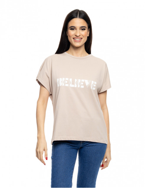 B' Γυναικείο μπλουζάκι με τύπωμα ''BELIEVE''