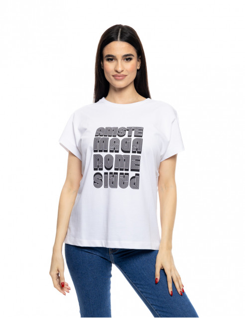 S' Γυναικείο t-shirt με τύπωμα ''AMSTERDAM''