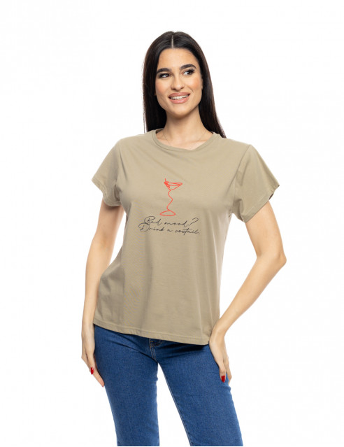 B' Γυναικείο t-shirt με τύπωμα ''RED COCTAIL''