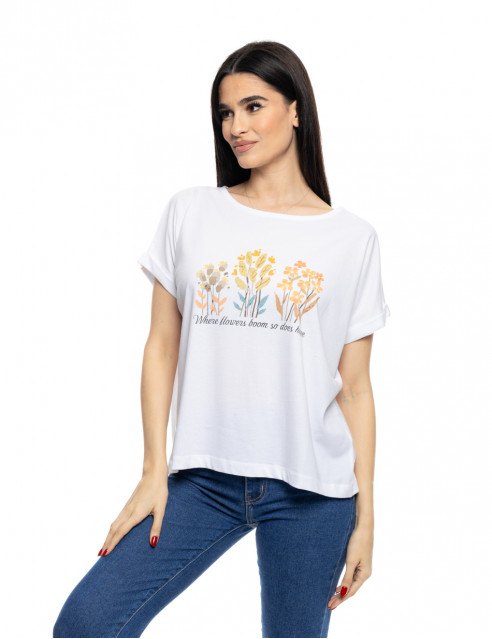 B' Γυναικείο t-shirt με τύπωμα ''FLOWERS''