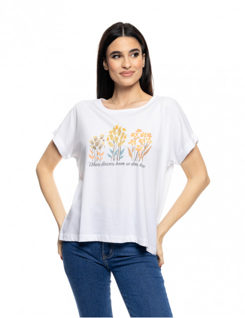 B' Γυναικείο t-shirt με τύπωμα ''FLOWERS''