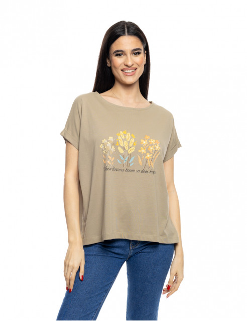 B' Γυναικείο t-shirt με τύπωμα ''FLOWERS''