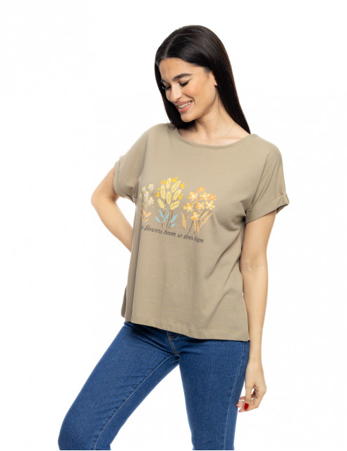 B' Γυναικείο t-shirt με τύπωμα ''FLOWERS''