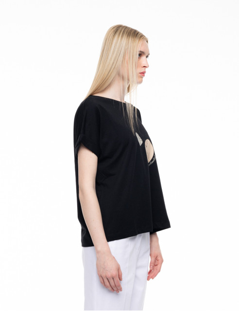 S' Γυναικείο t-shirt με τύπωμα ''CIRCLE WITH LEAF''