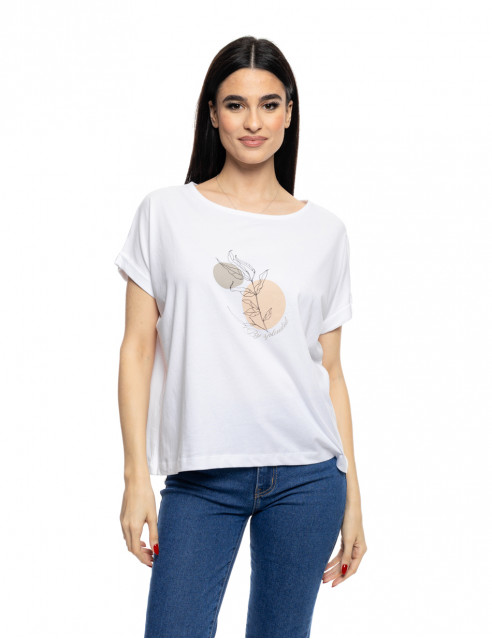 S' Γυναικείο t-shirt με τύπωμα ''CIRCLE WITH LEAF''