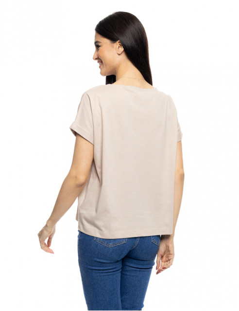 S' Γυναικείο t-shirt με τύπωμα ''CIRCLE WITH LEAF''