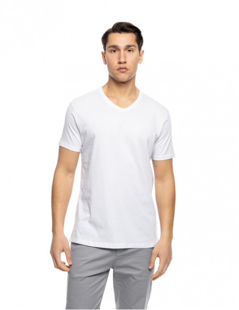 ST' Ανδρικό βαμβακερό t-shirt με V λαιμό