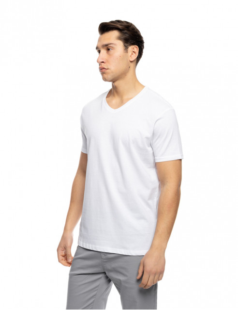 ST' Ανδρικό βαμβακερό t-shirt με V λαιμό