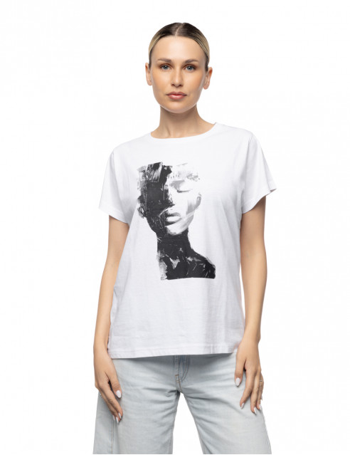 Smart Γυναικείο t-shirt με τύπωμα πρόσωπο