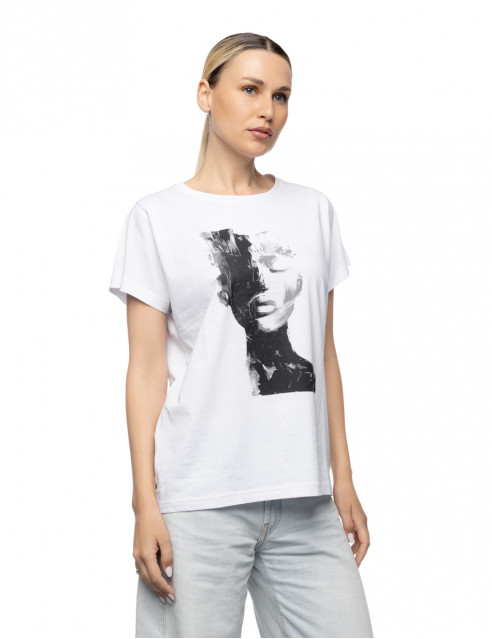 Smart Γυναικείο t-shirt με τύπωμα πρόσωπο
