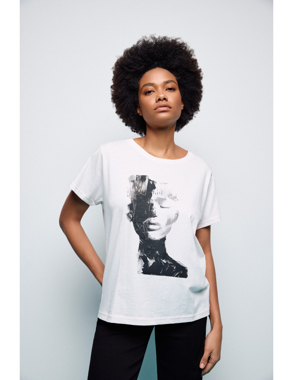 Smart Γυναικείο t-shirt με τύπωμα πρόσωπο